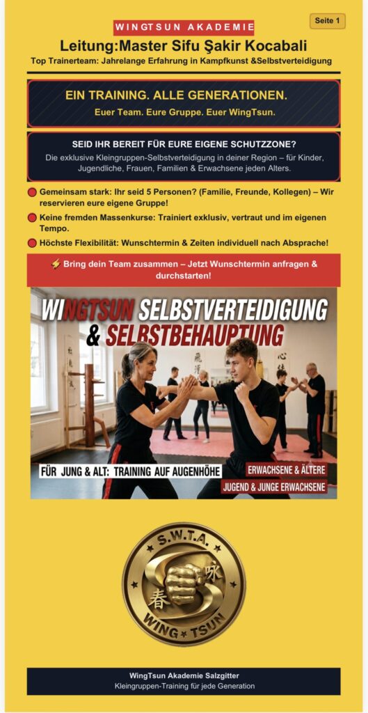 Flayer Kleingruppen-Konzept Selbstverteidigung